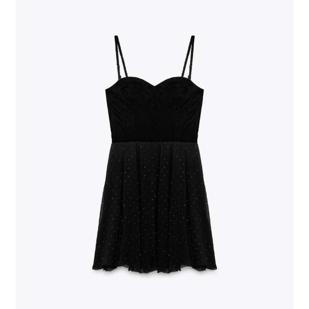 ZARA VELVET DOTTED MESH DRESS